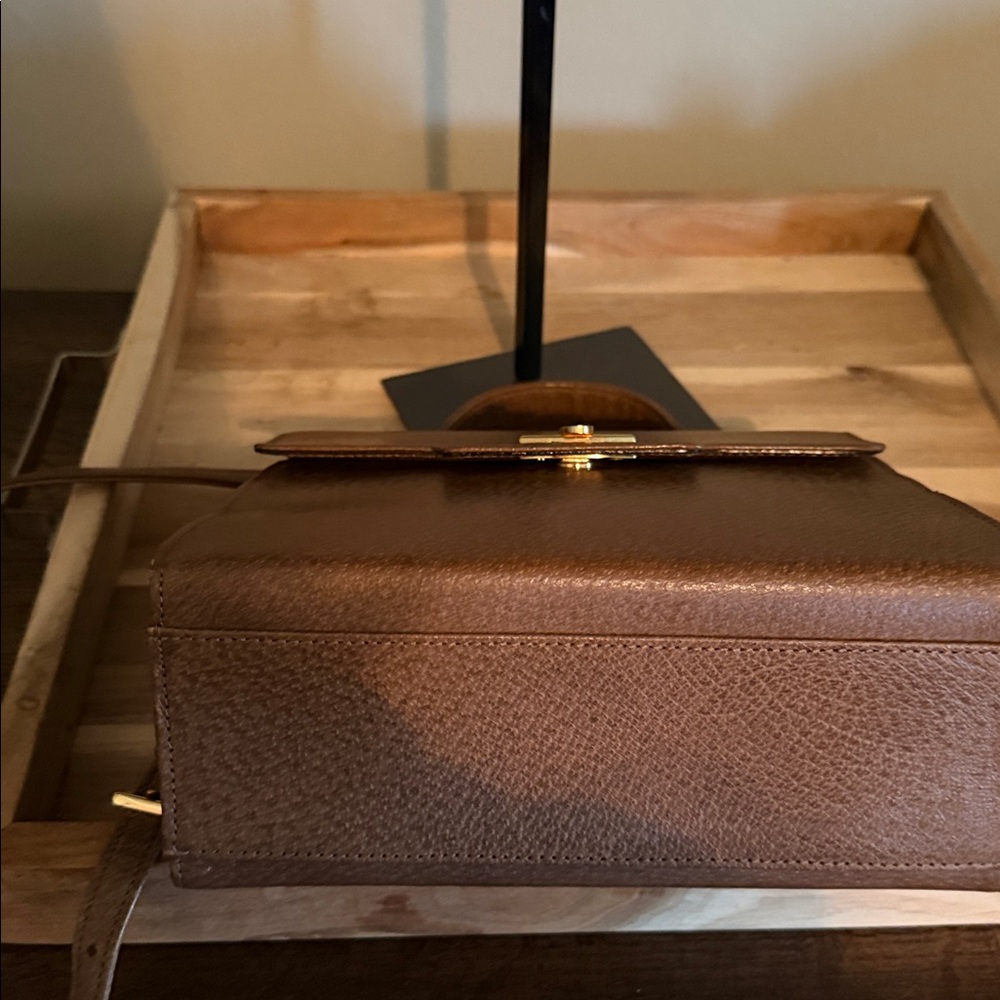 Valentino Garavani Brown Leather Top-Handle Crossbody Bag with Gold Hardware - Picture 7 of 9
